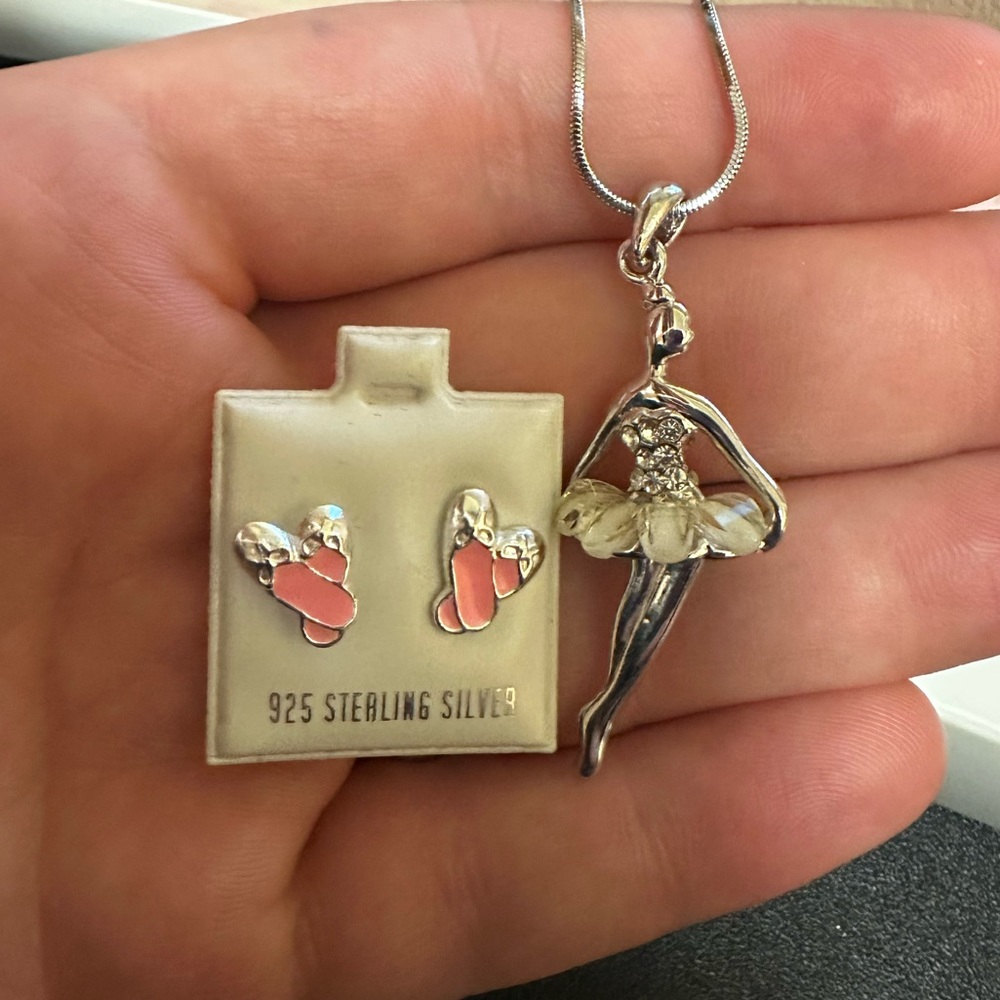 Ballerina necklace and earrings set for girls